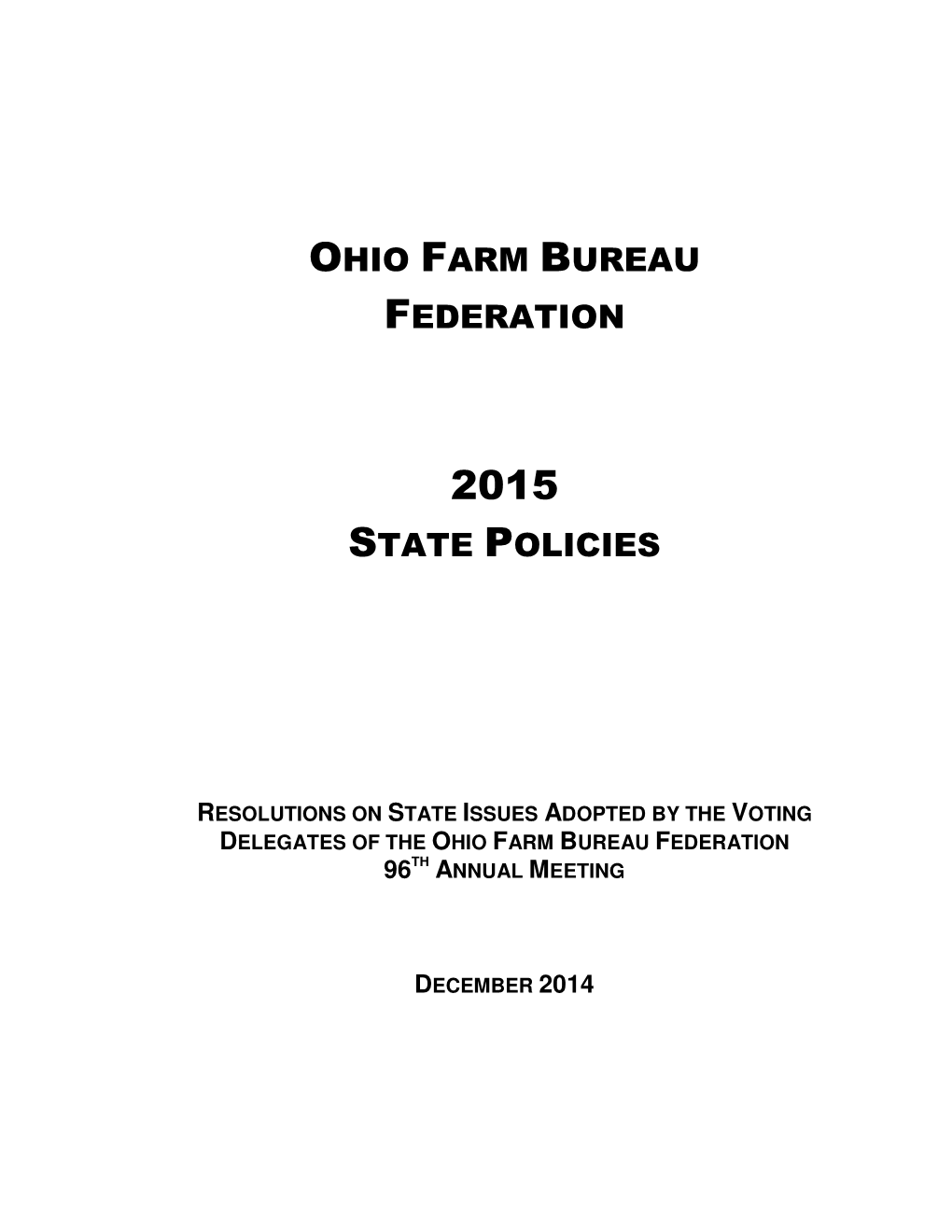 Ohio Farm Bureau Federation State Policies