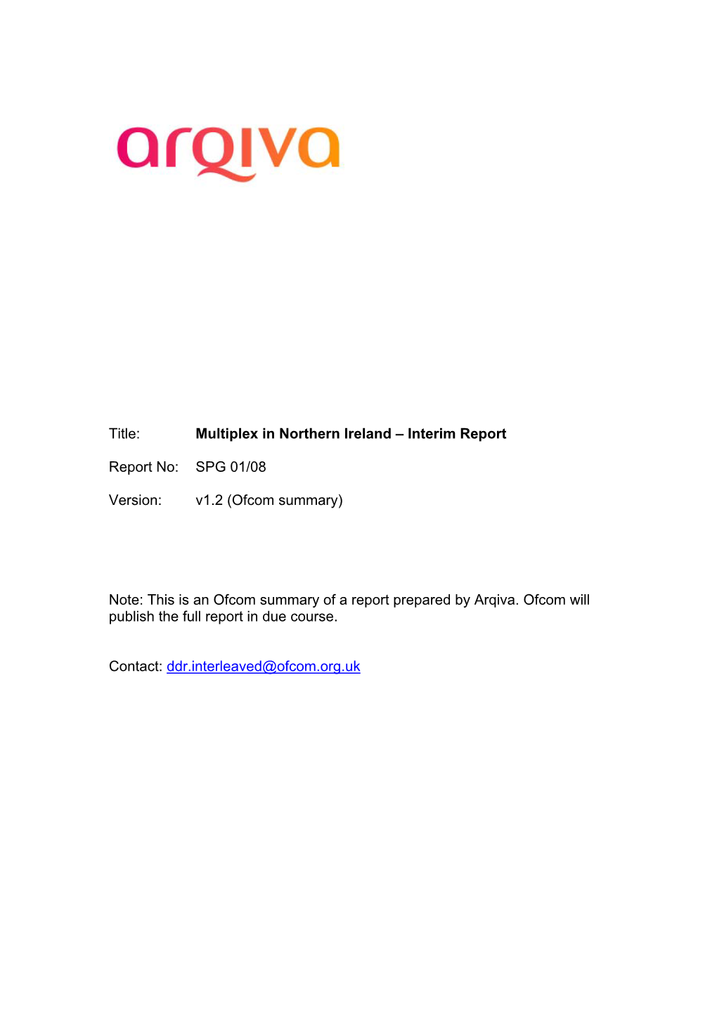 Arqiva NI Report