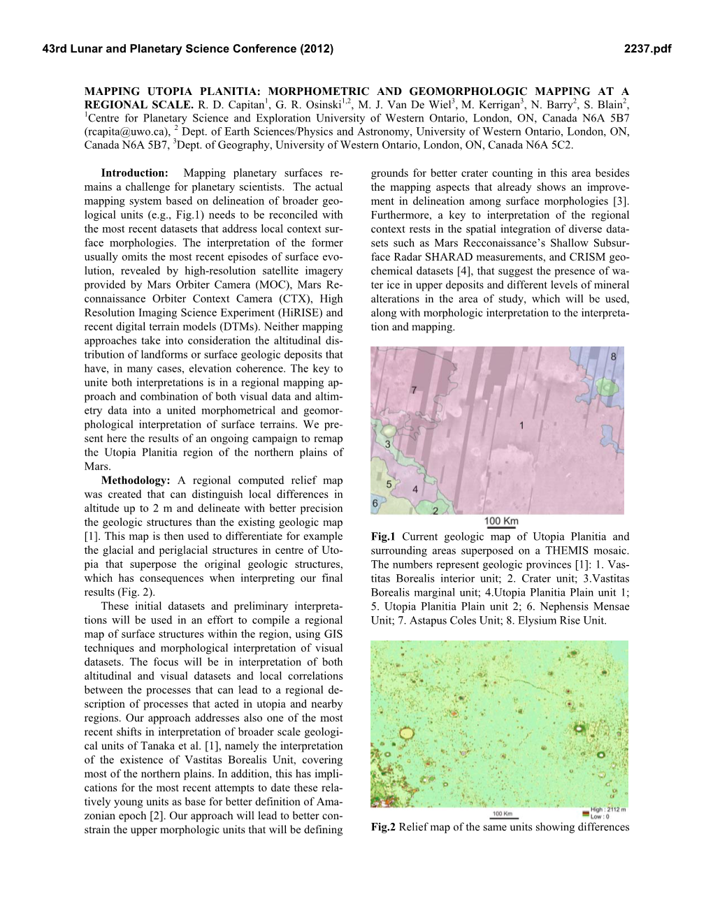 Mapping Utopia Planitia: Morphometric and Geomorphologic Mapping at a Regional Scale