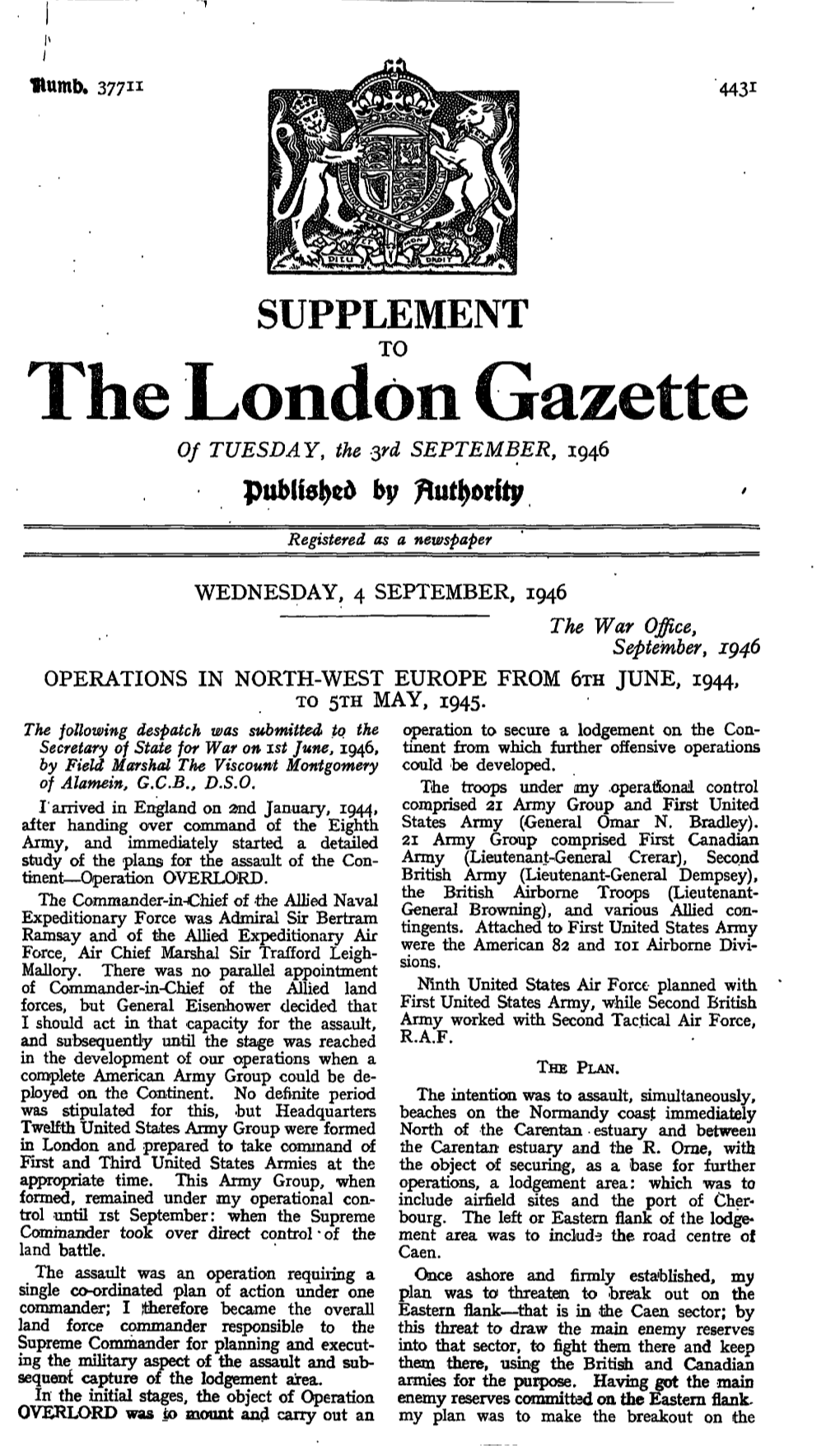 The London Gazette of TUESDAY, the Yd SEPTEMBER, 1946 By
