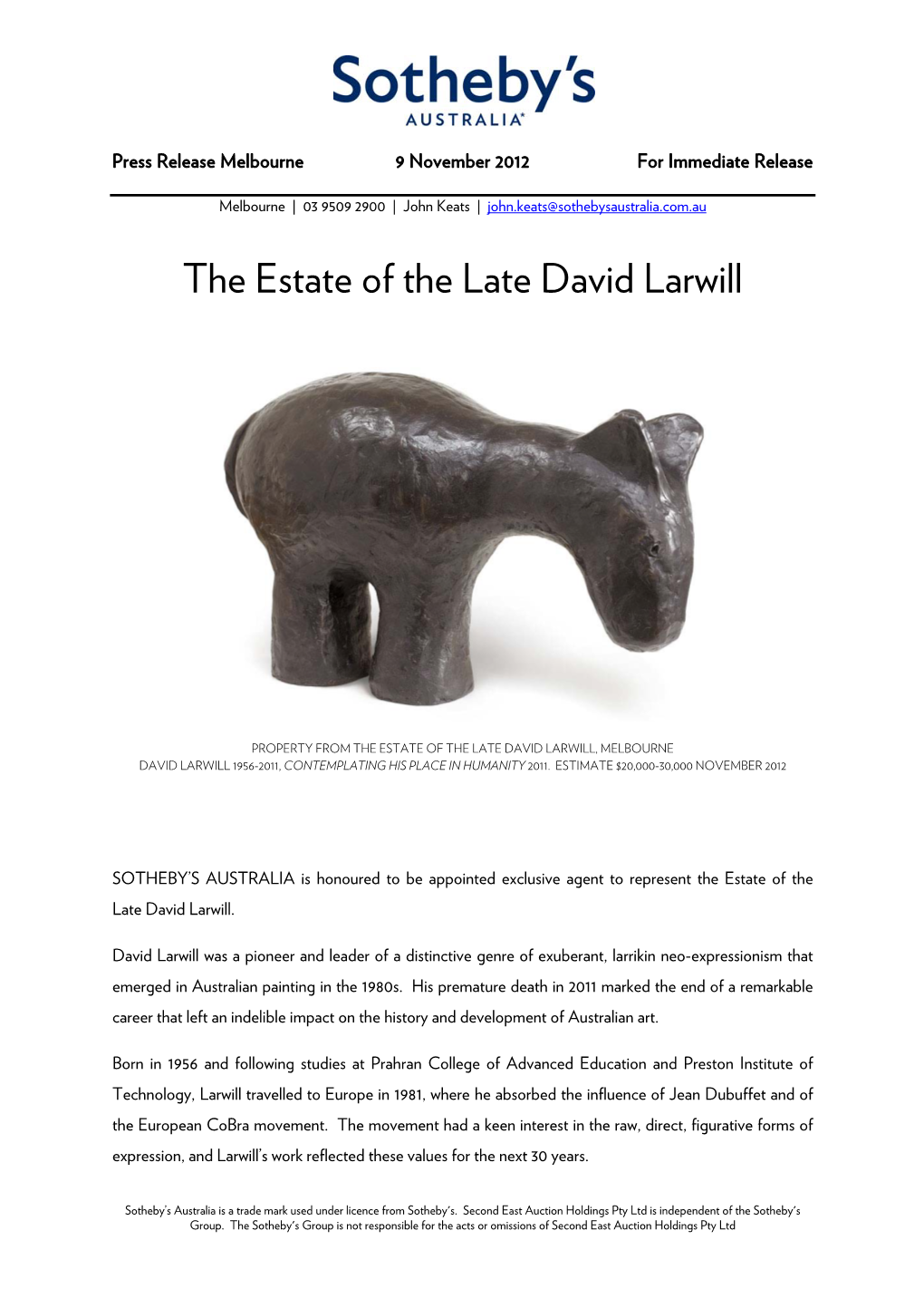 The Estate of the Late David Larwill