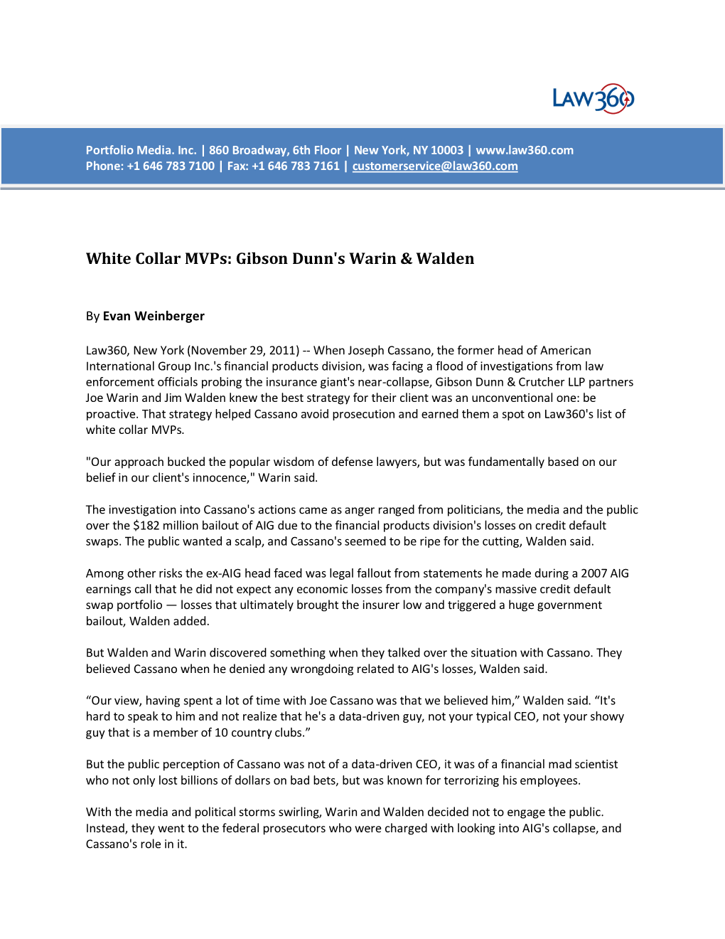 White Collar Mvps: Gibson Dunn's Warin & Walden