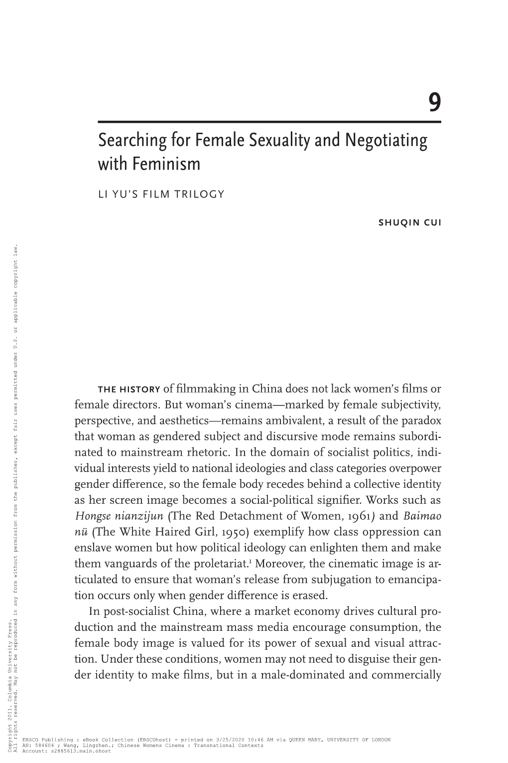 Searching for Female Sexuality and Negotiating with Feminism