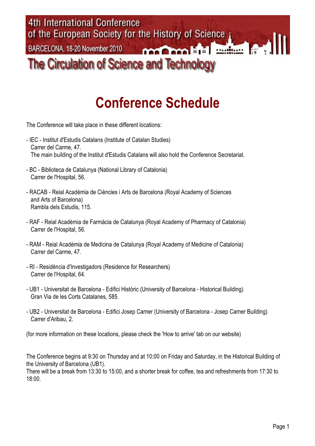 Conference Schedule