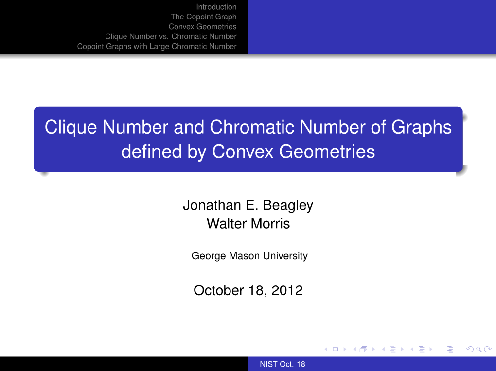 Clique Number and Chromatic Number of Graphs Defined By