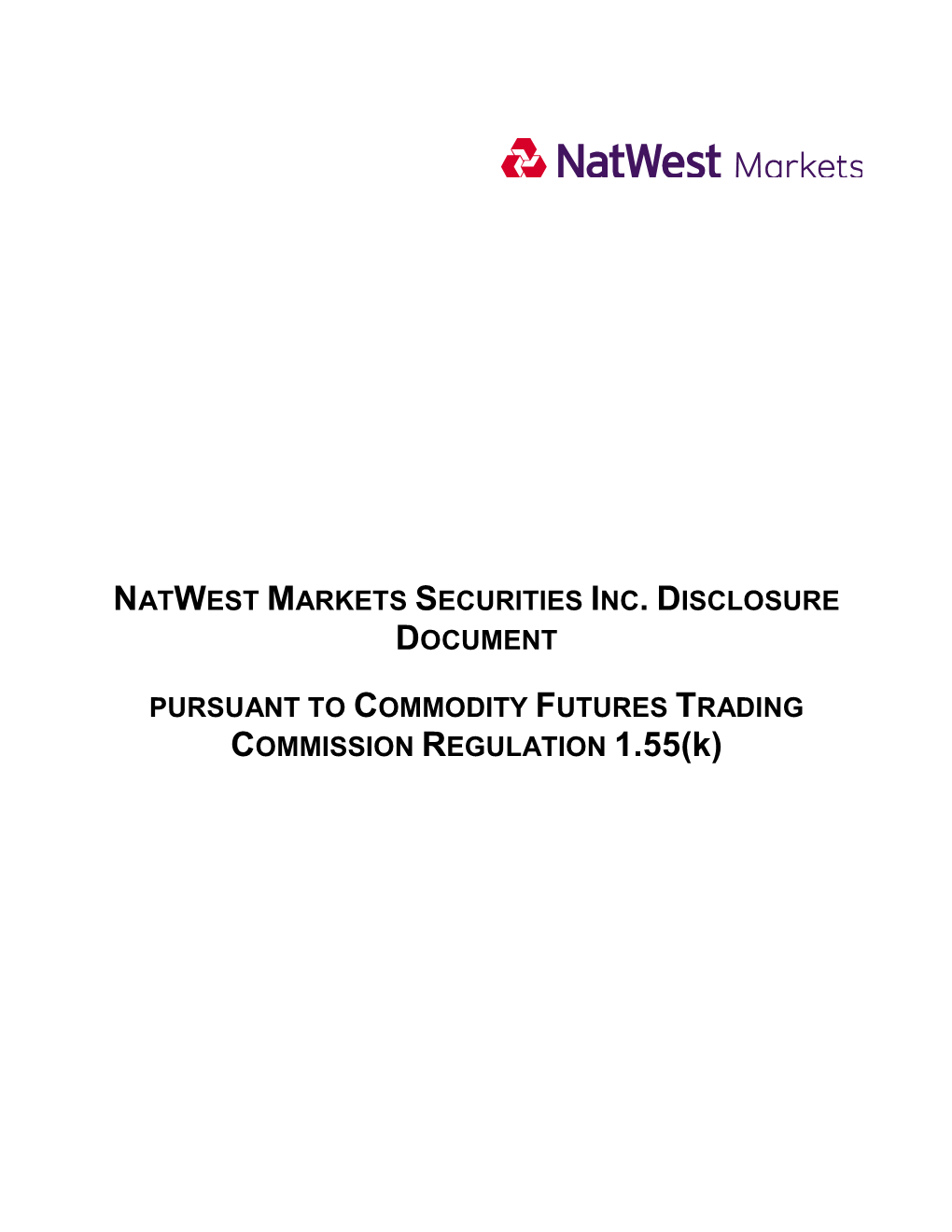 Natwest Markets Securities Inc. Disclosure Document