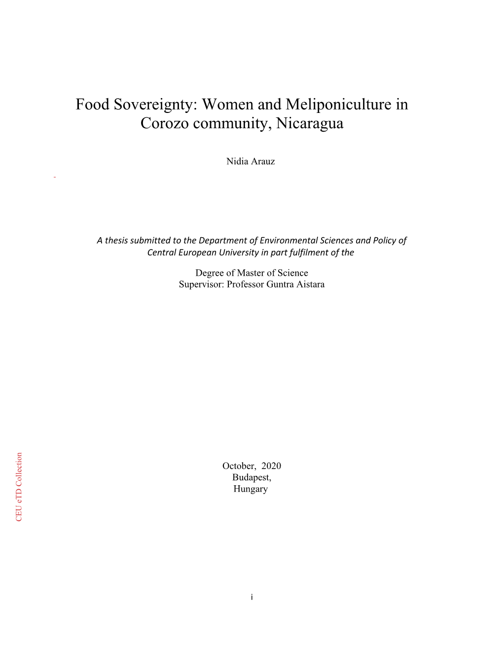 Women and Meliponiculture in Corozo Community, Nicaragua