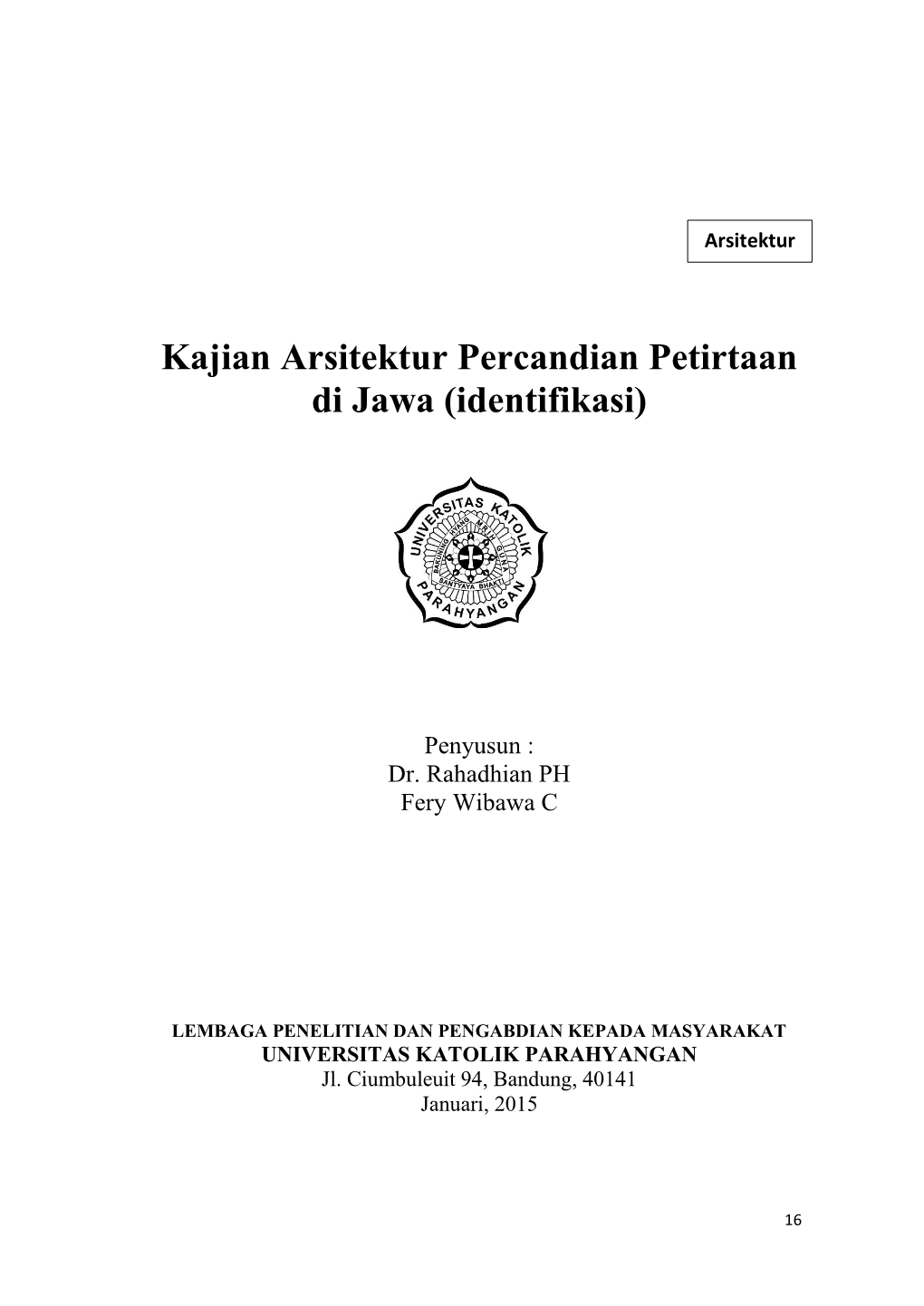 Kajian Arsitektur Percandian Petirtaan Di Jawa (Identifikasi)