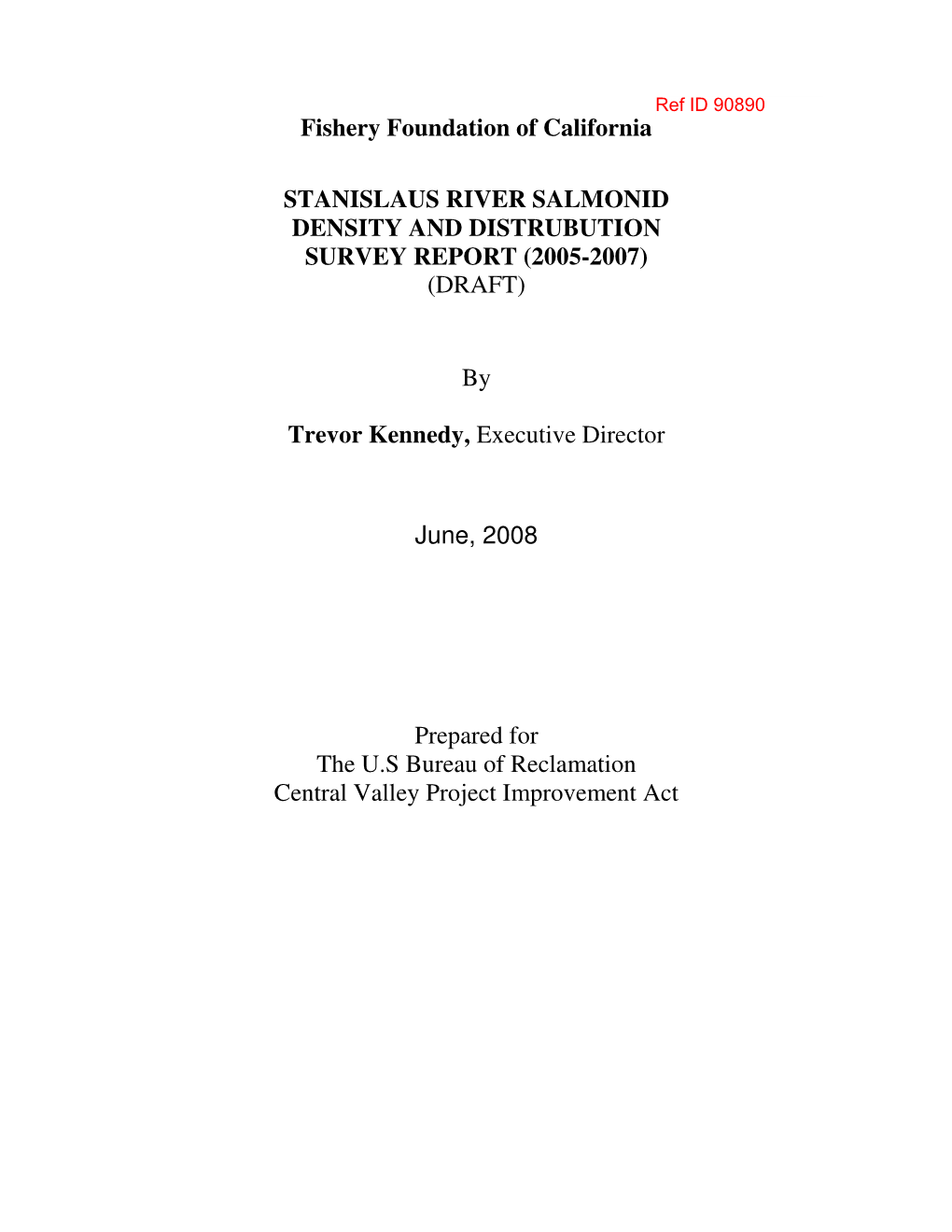 Fishery Foundation of California STANISLAUS RIVER SALMONID