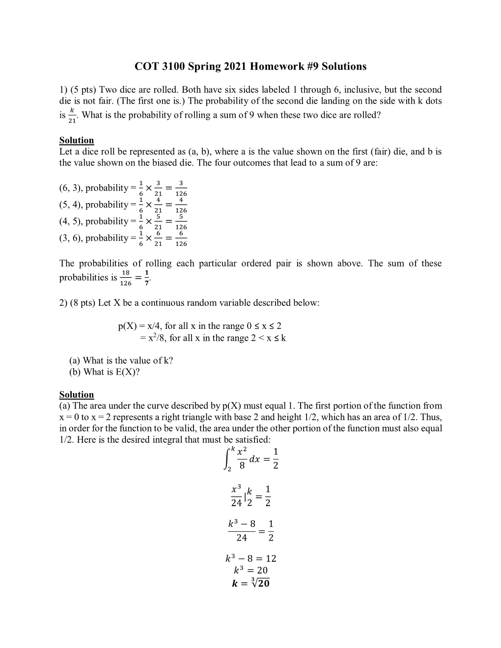 COT 3100 Spring 2021 Homework #9 Solutions