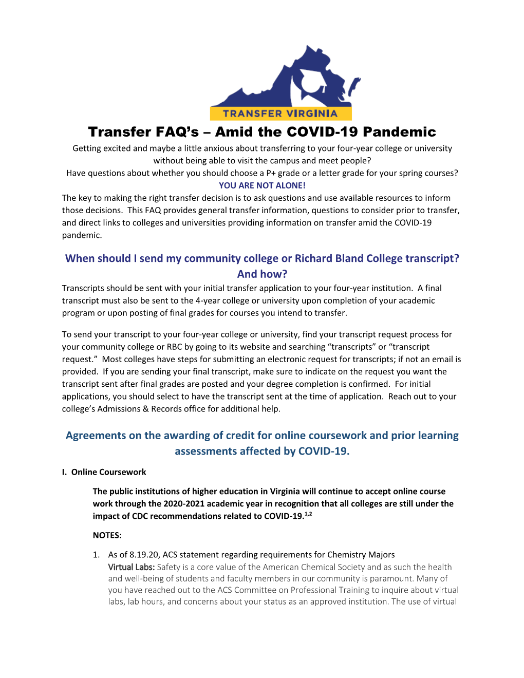 Transfer FAQ's – Amid the COVID