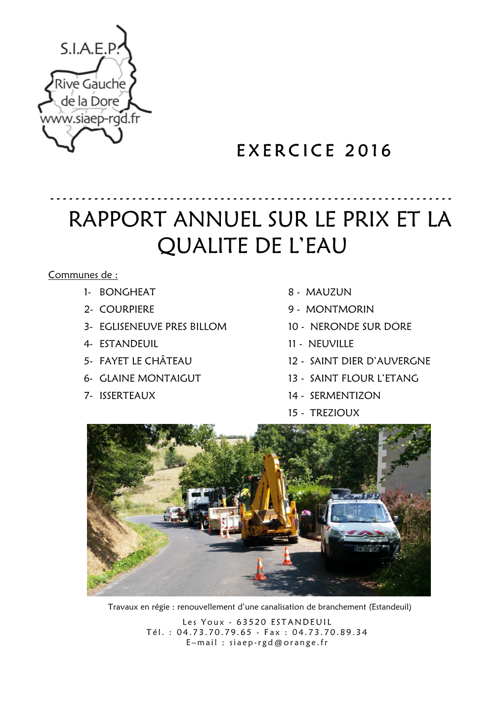 Rapport Annuel Sur Le Prix Et La Qualite De L'eau