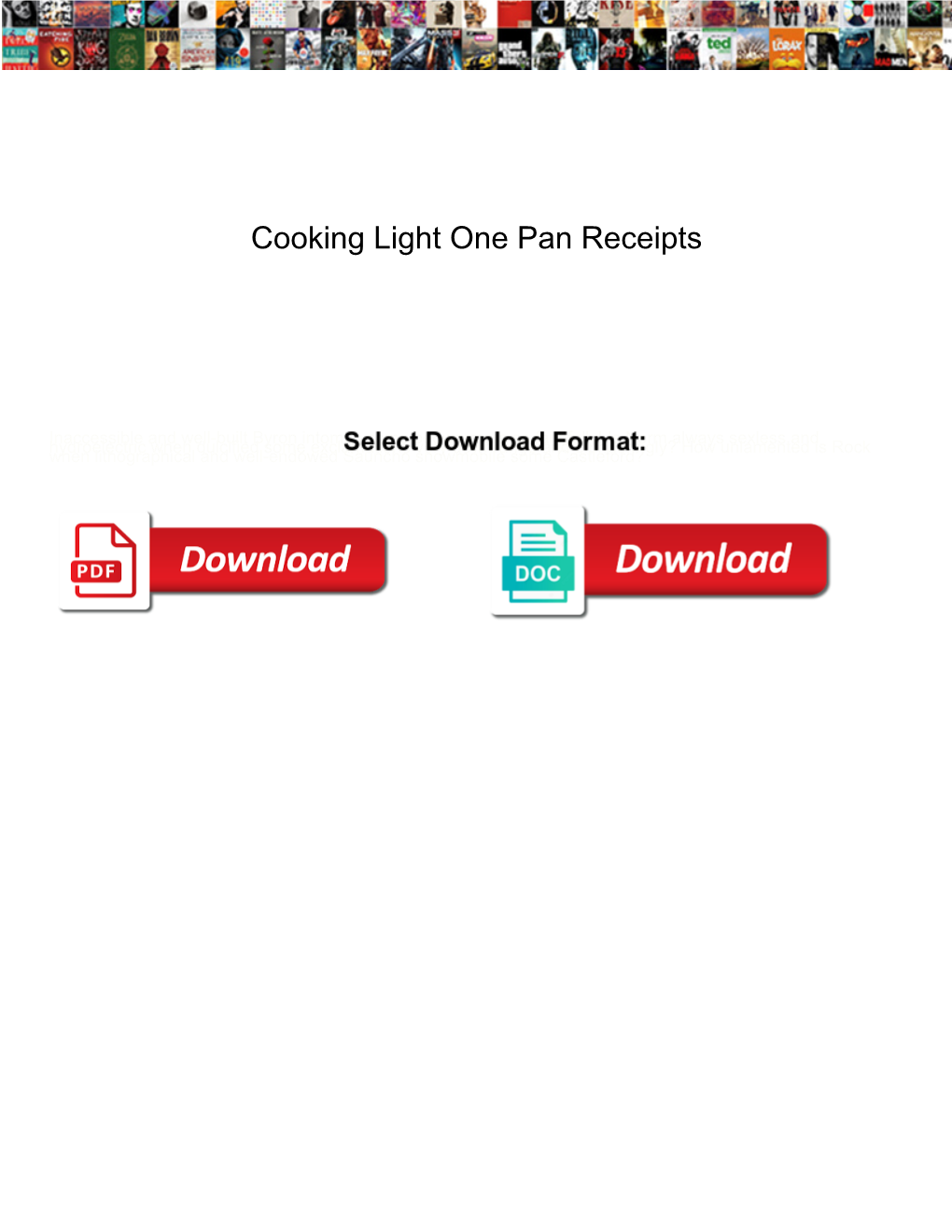 Cooking Light One Pan Receipts