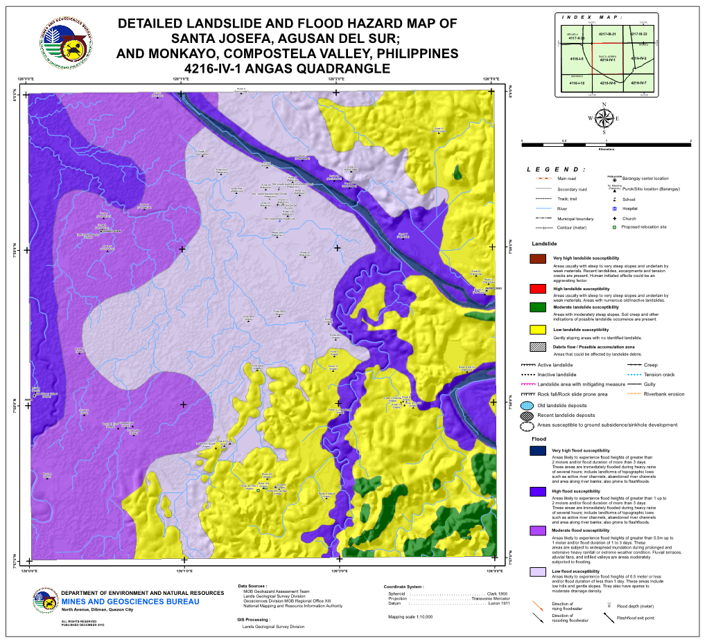 Detailed Landslide and Flood Hazard Map of Santa Josefa, Agusan Del Sur; and Monkayo, Compostela Valley, Philippines 4216-Iv-1 A