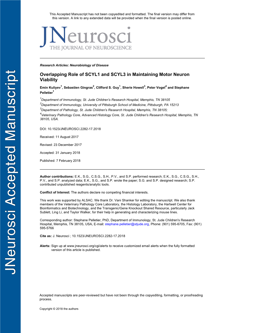 Overlapping Role of SCYL1 and SCYL3 in Maintaining Motor Neuron Viability