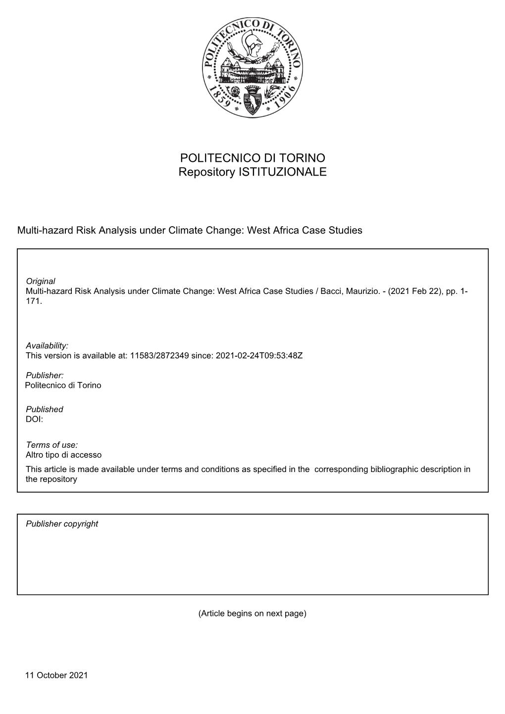 Multi-Hazard Risk Analysis Under Climate Change: West Africa Case Studies