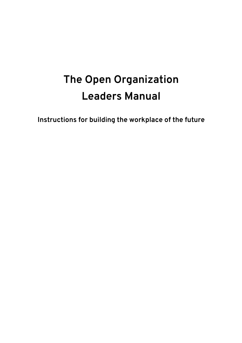 The Open Organization Leaders Manual
