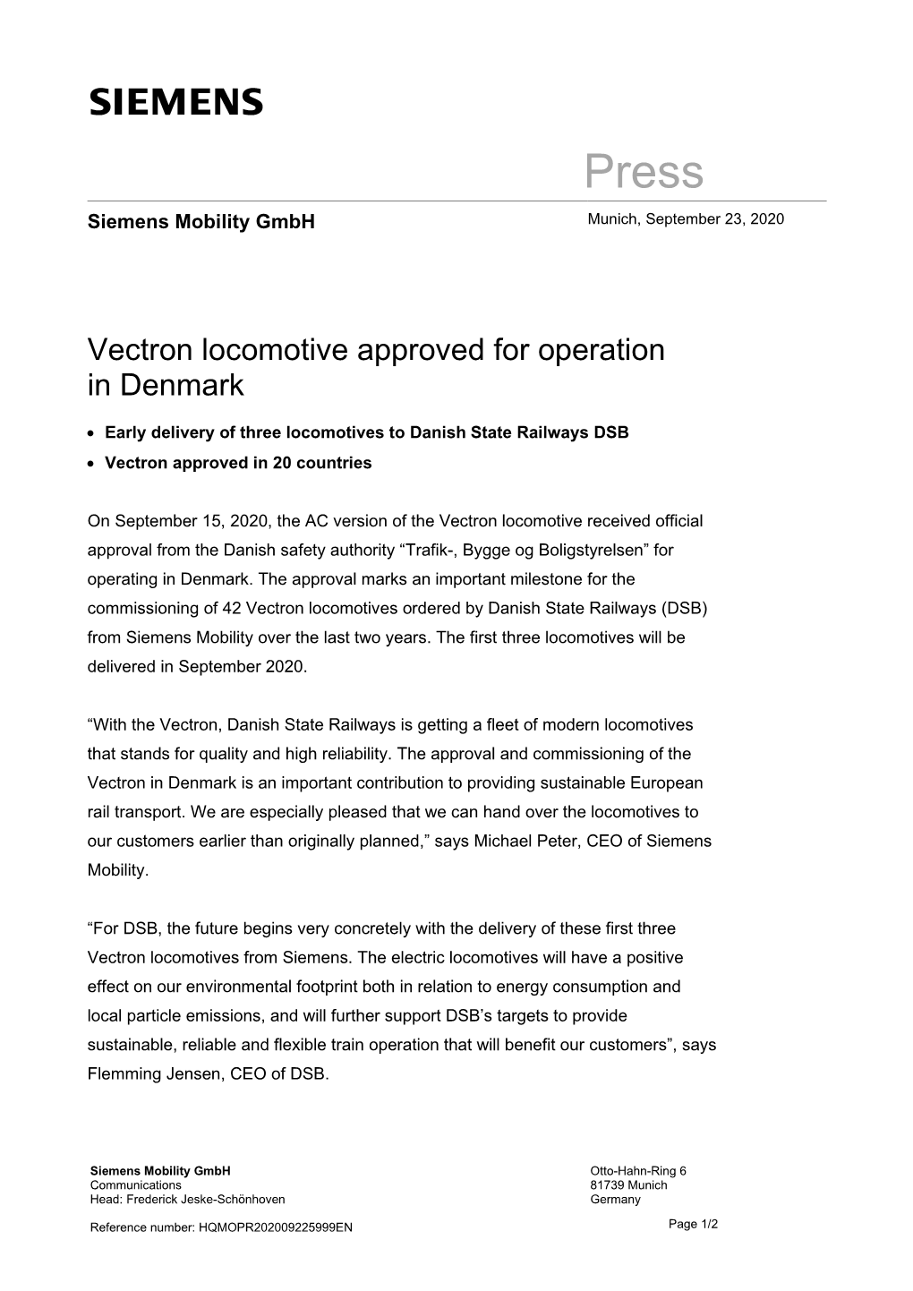 Vectron Locomotive Approved for Operation