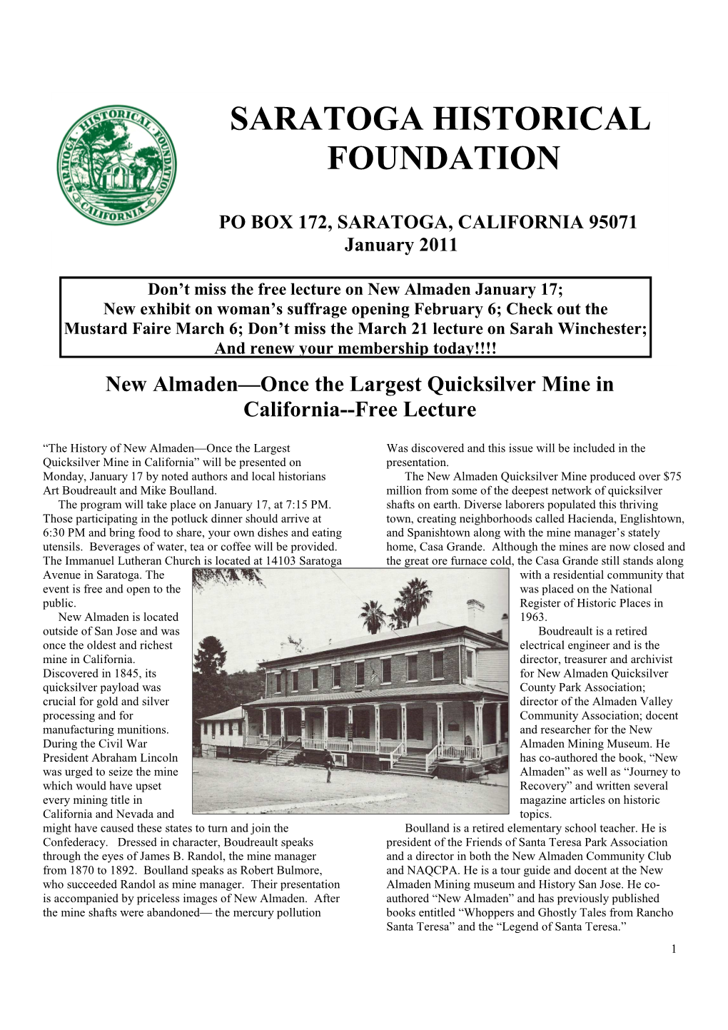 January 2011 Newsletter