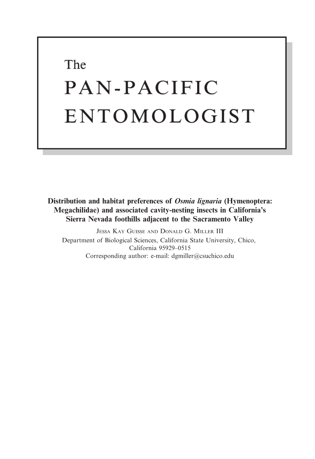 Distribution and Habitat Preferences of Osmia Lignaria