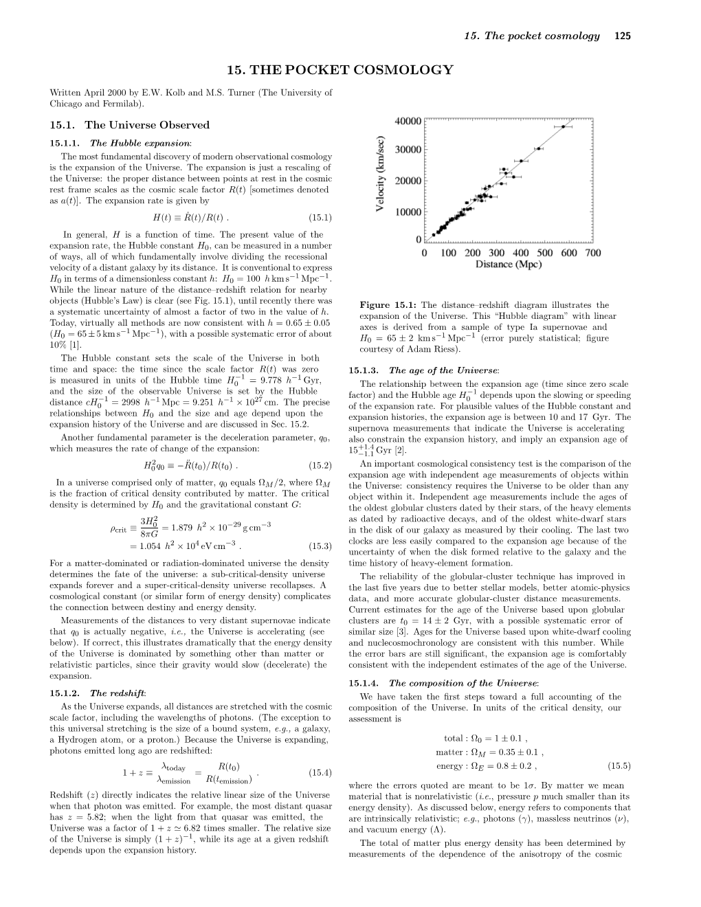 15. the Pocket Cosmology 125