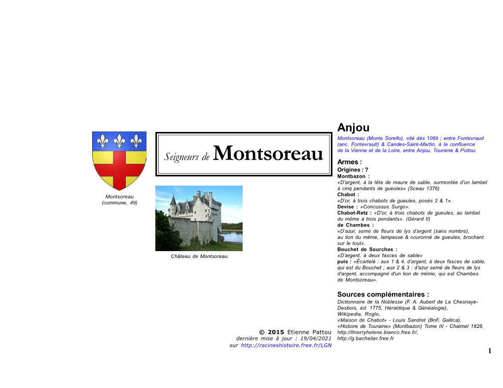Seigneurs De Montsoreau Anjou