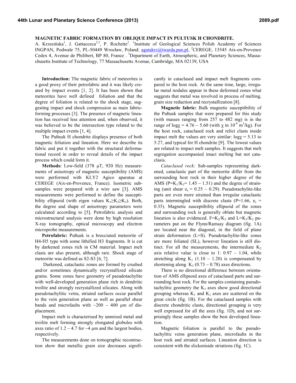 Magnetic Fabric Formation by Oblique Impact in Pułtusk H Chondrite