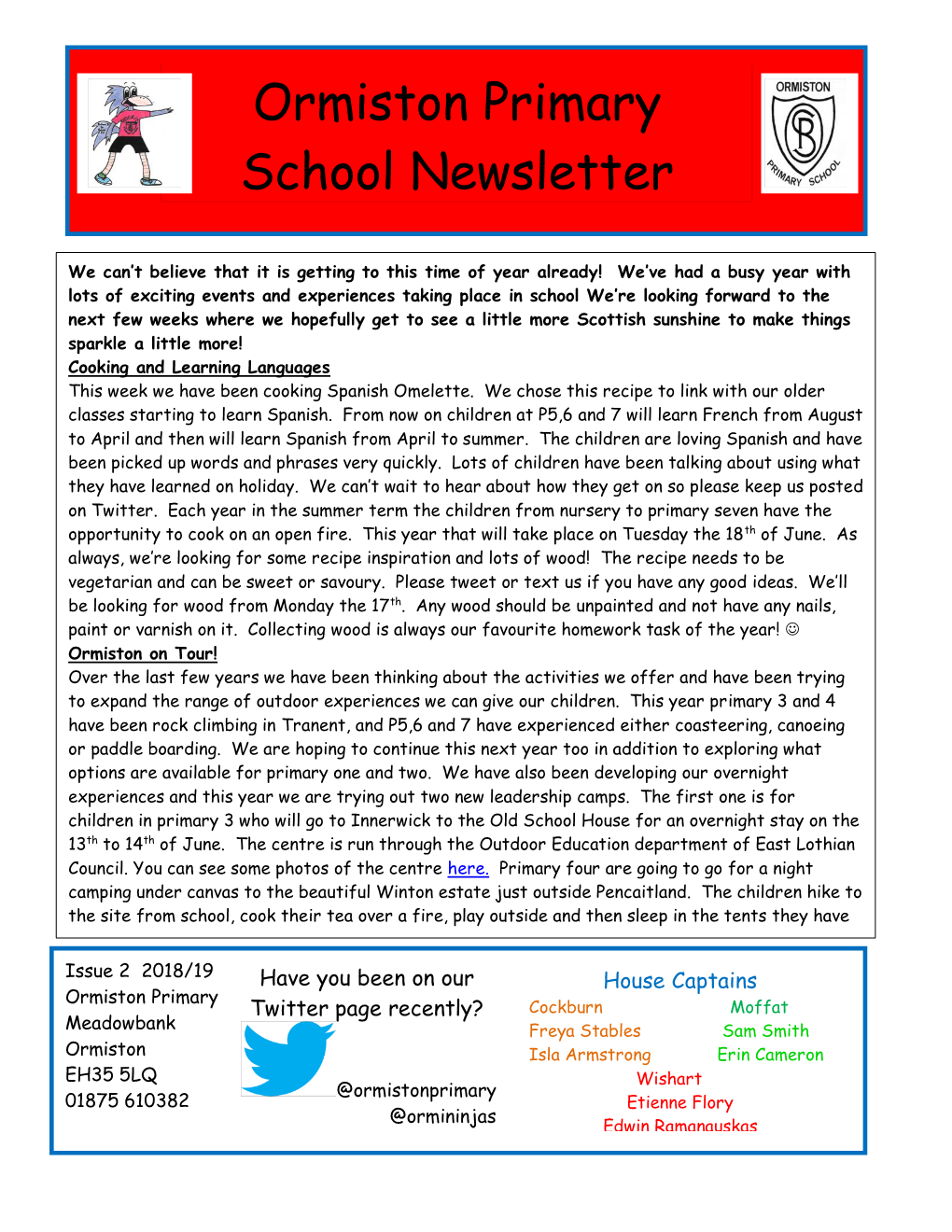 Ormiston Primary School Newsletter