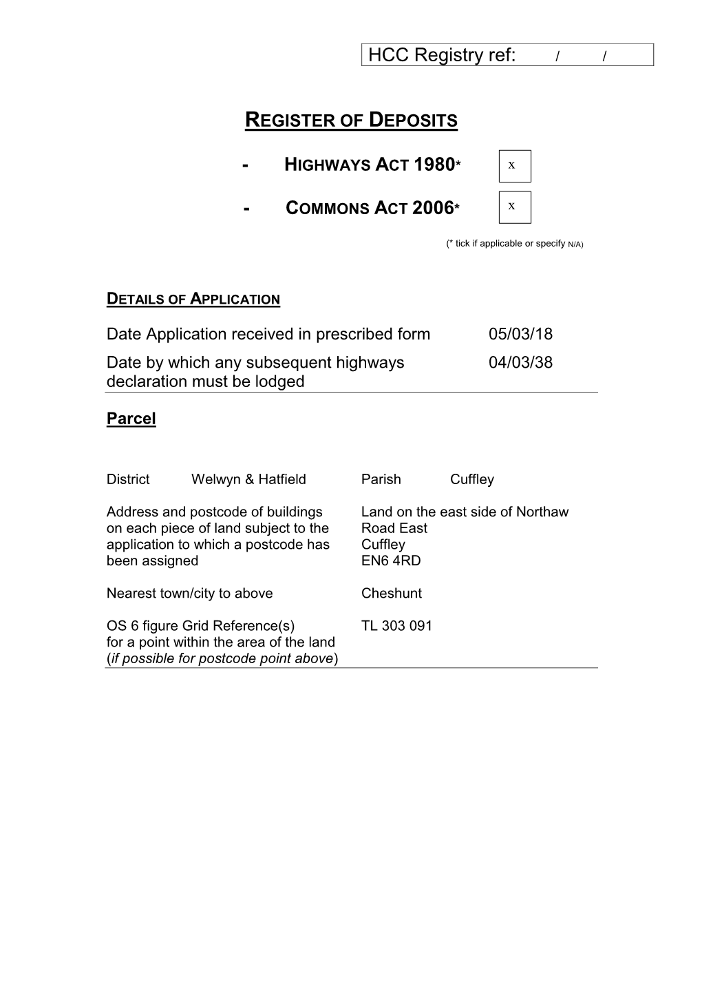 HIGHWAYS ACT 1980* X