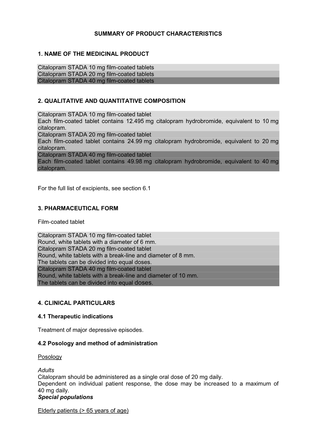 Summary of Product Characteristics