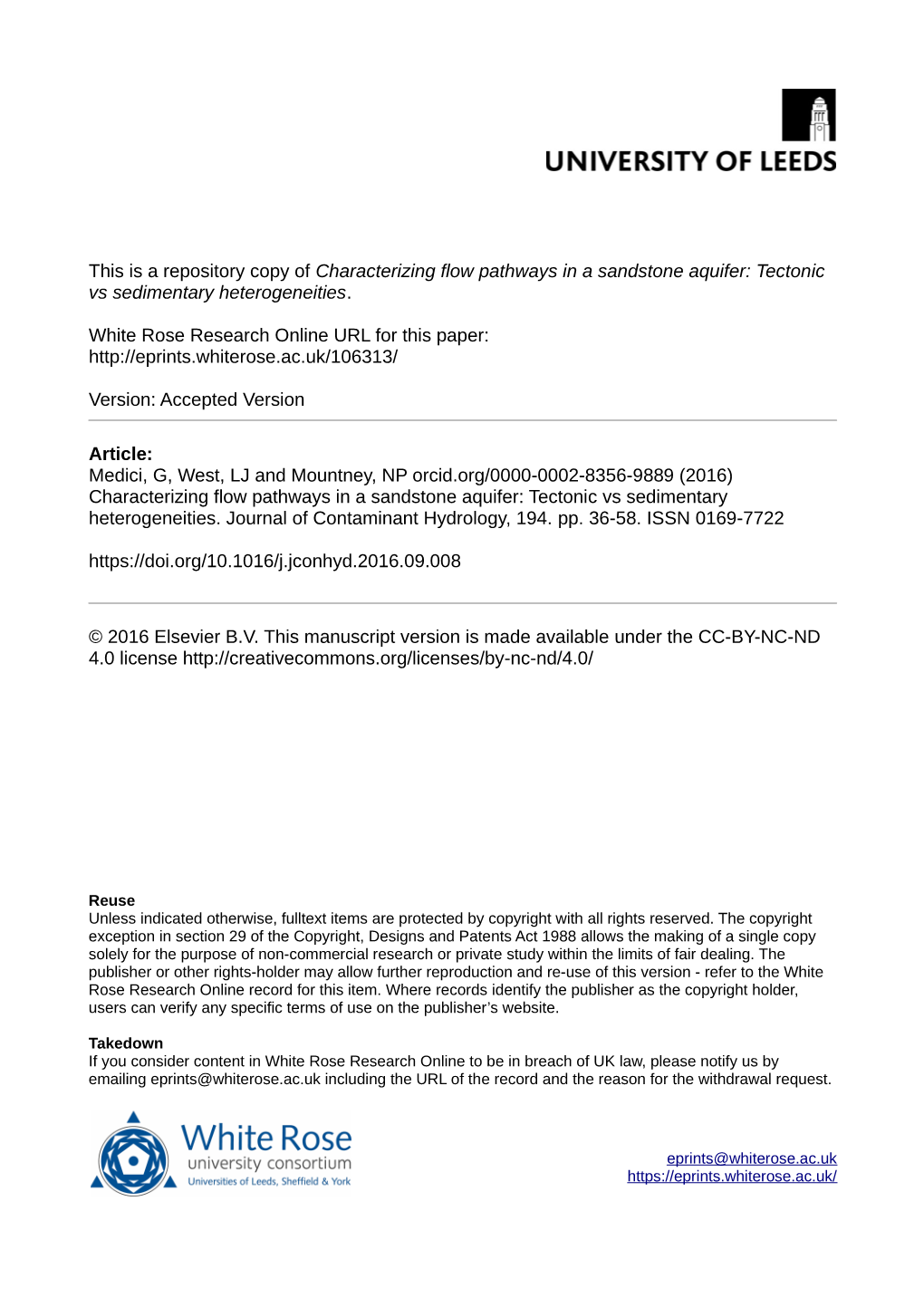 Characterizing Flow Pathways in a Sandstone Aquifer: Tectonic Vs Sedimentary Heterogeneities