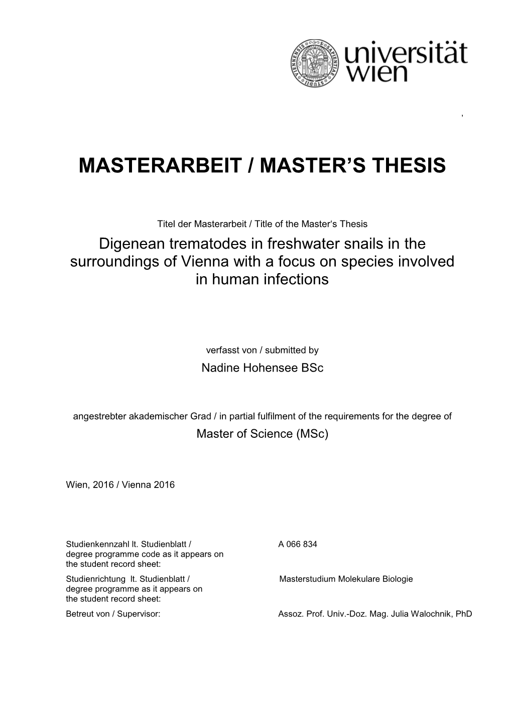 Masterarbeit / Master's Thesis