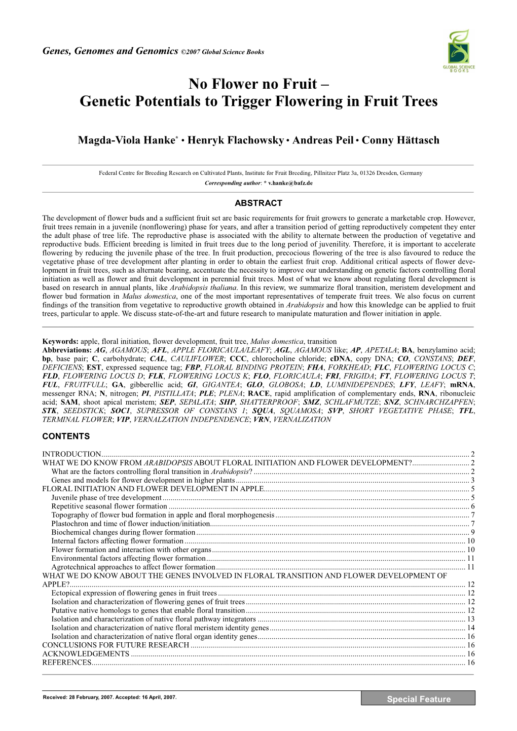 Genetic Potentials to Trigger Flowering in Fruit Trees