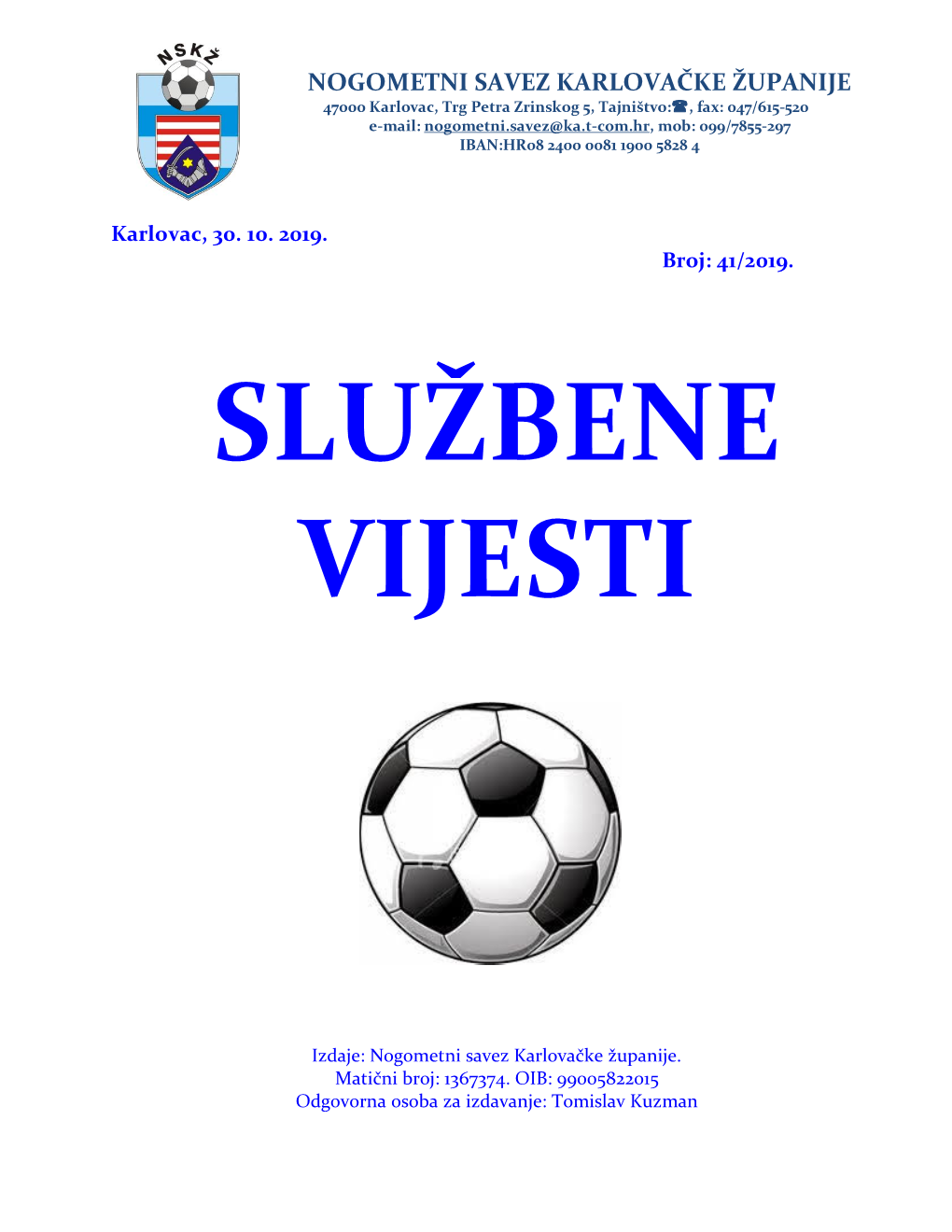 Službene Vijesti NSKŽ 41-2019