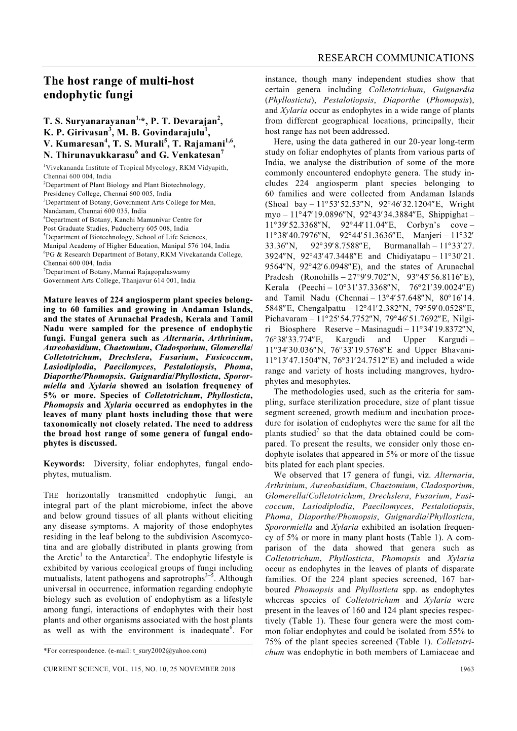 The Host Range of Multi-Host Endophytic Fungi