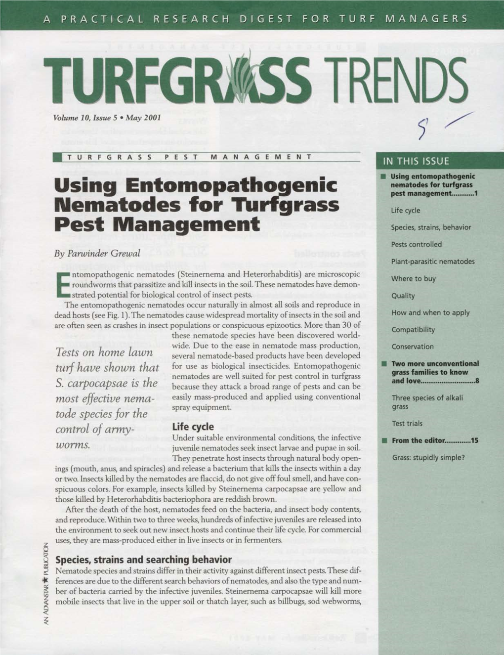 Using Entomopathogenic Nematodes for Tiirfgrass