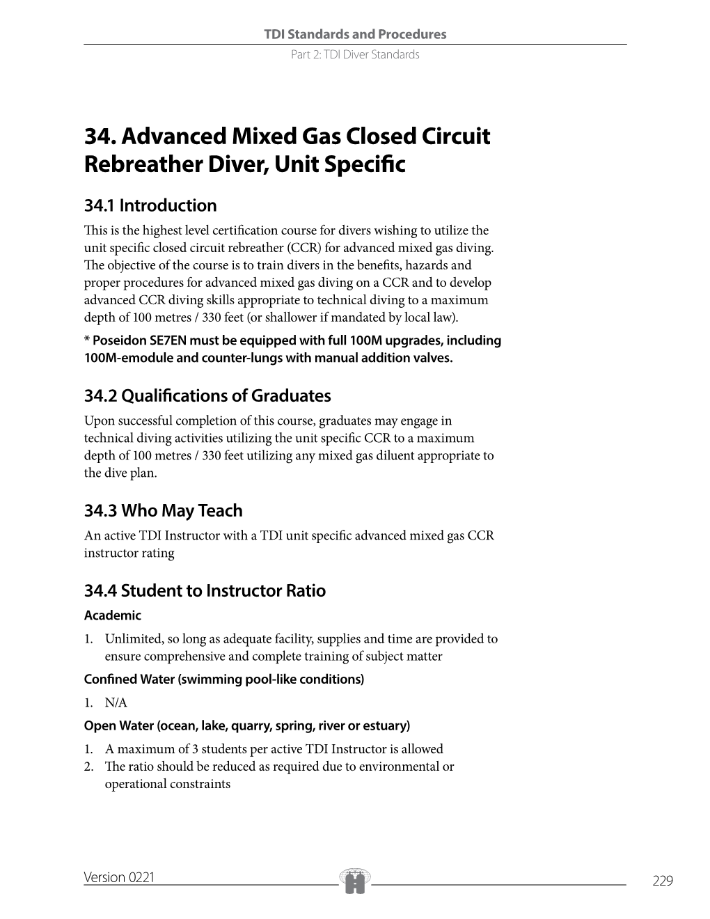 34. Advanced Mixed Gas Closed Circuit Rebreather Diver, Unit Specific