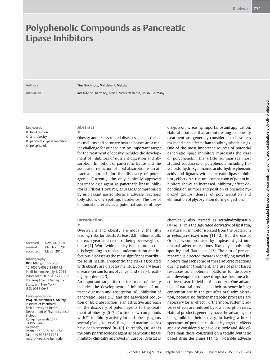 Polyphenolic Compounds As Pancreatic Lipase Inhibitors