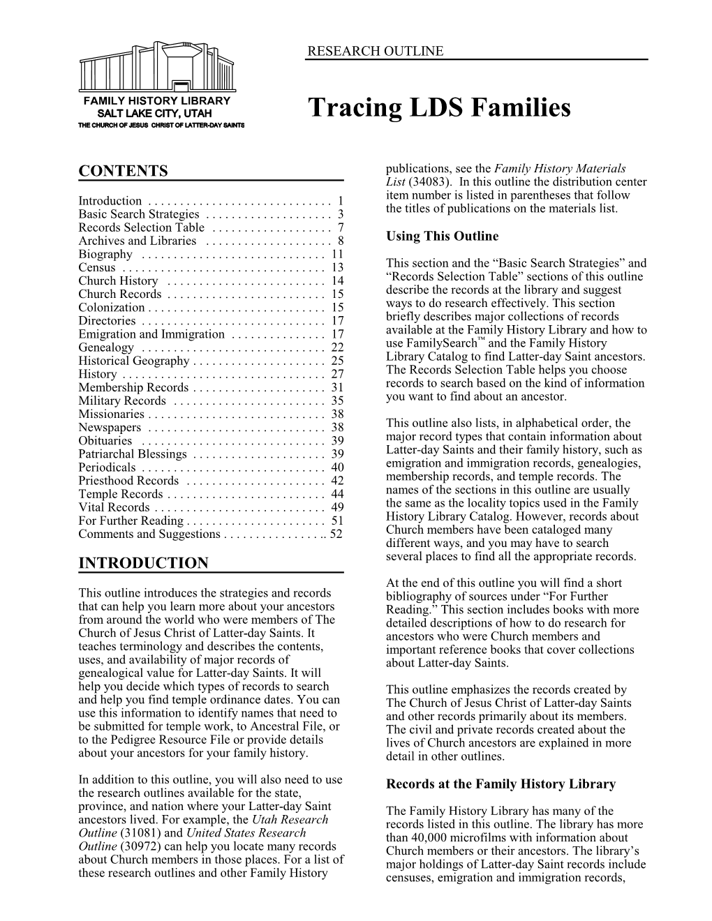 Tracing LDS Families