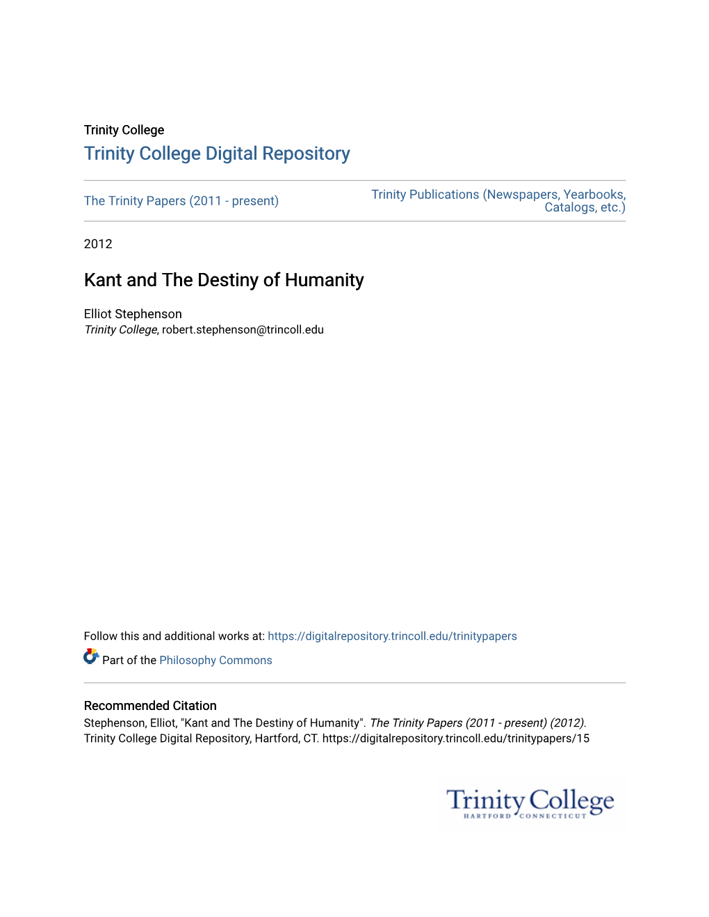 Kant and the Destiny of Humanity