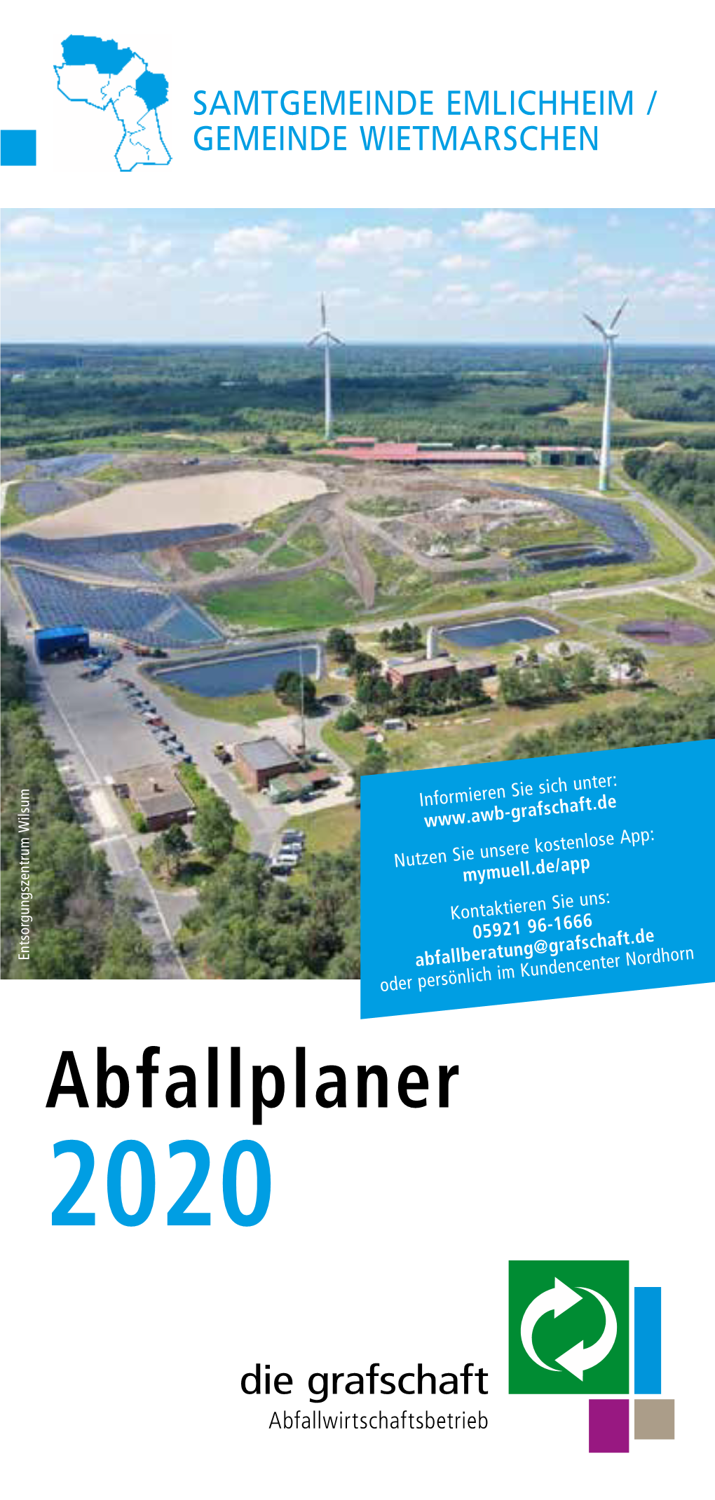 Abfallplaner 2020 ABFALLPLANER 2020 TIPPS UND HINWEISE