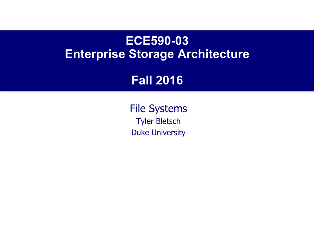 Filesystems” by Vince Freeh (NCSU) Journaling