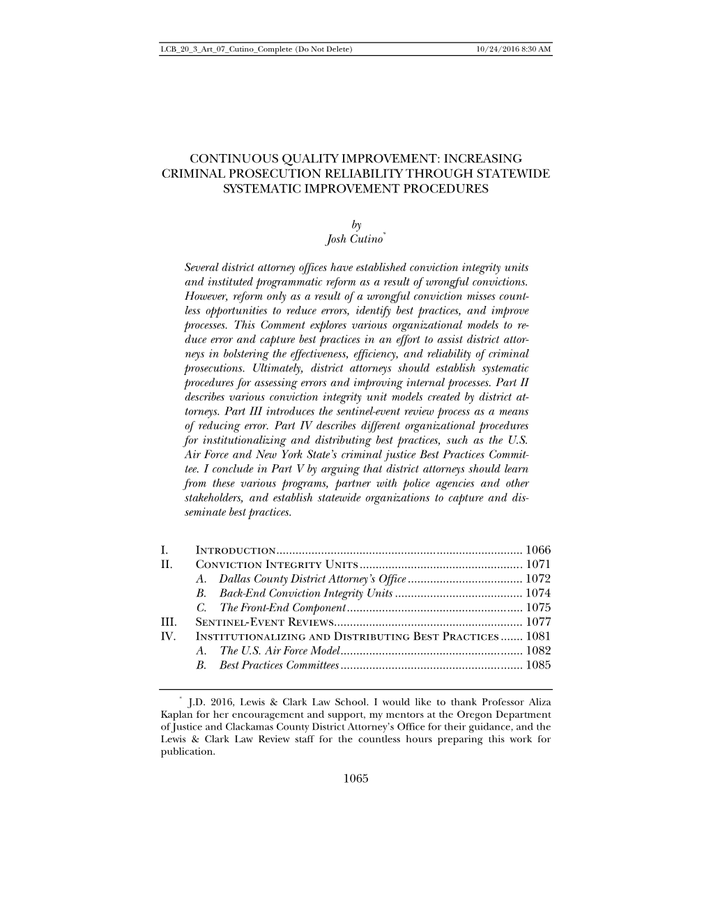 Continuous Quality Improvement: Increasing Criminal Prosecution Reliability Through Statewide Systematic Improvement Procedures