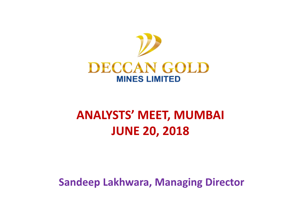 Analysts' Meet, Mumbai June 20, 2018