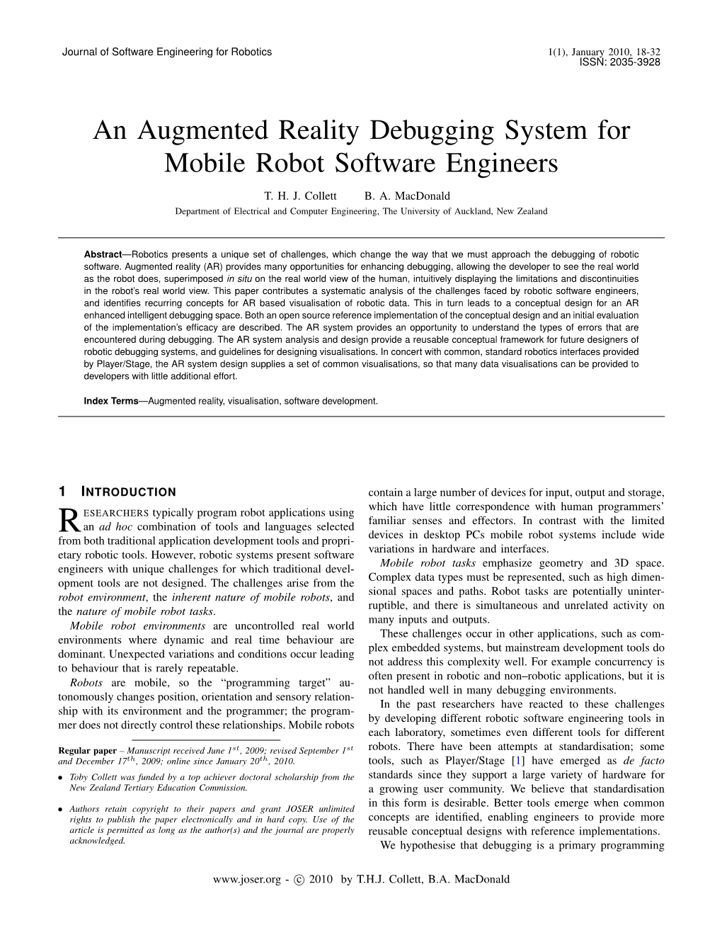 An Augmented Reality Debugging System for Mobile Robot Software Engineers