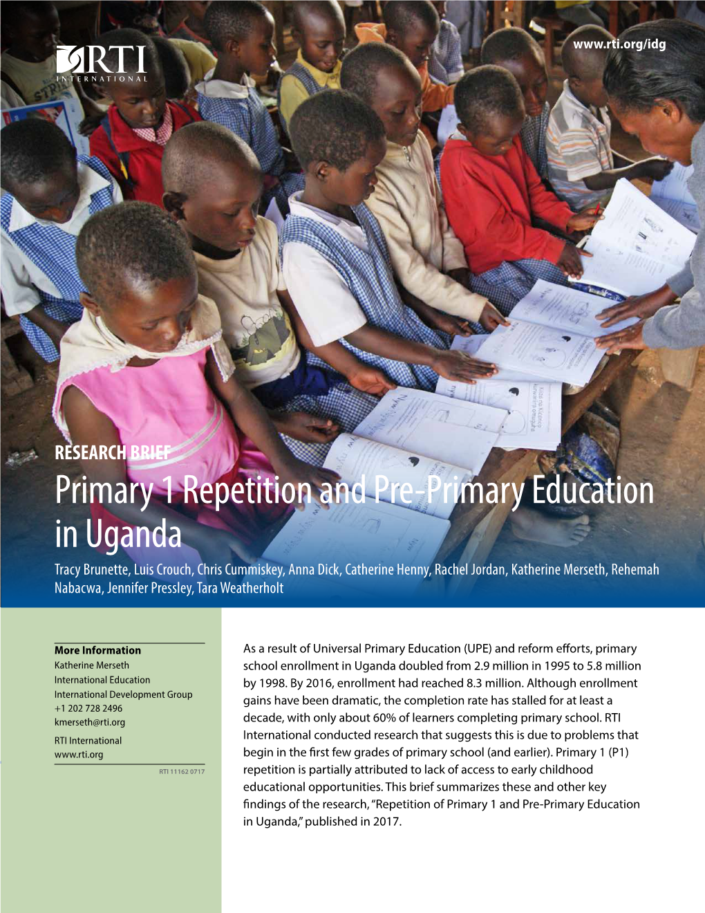 Primary 1 Repetition and Pre-Primary Education in Uganda