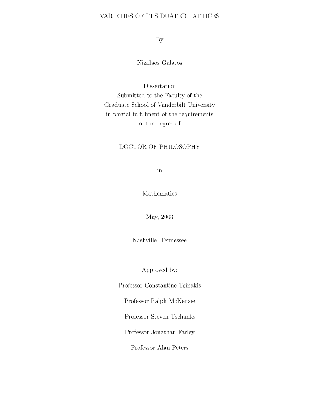 Varieties of Residuated Lattices