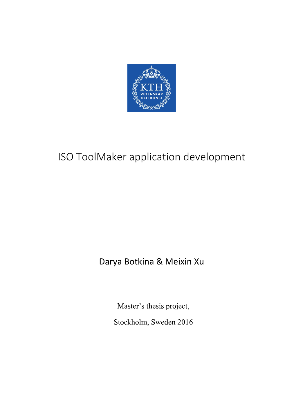 ISO Toolmaker Application Development