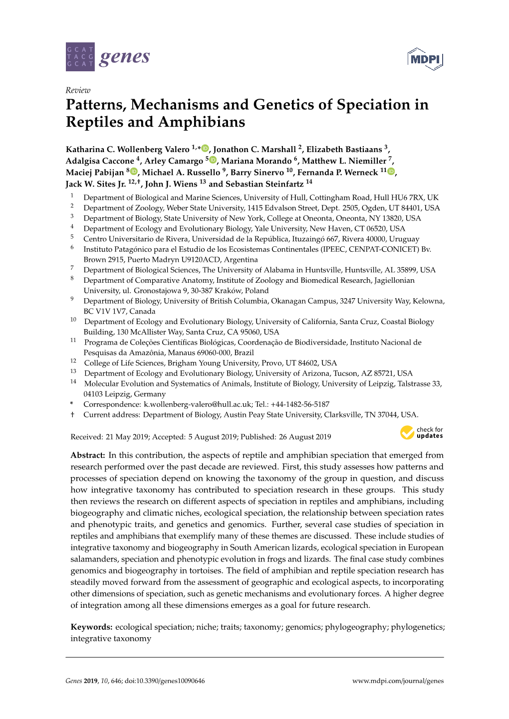 Patterns, Mechanisms and Genetics of Speciation in Reptiles and Amphibians