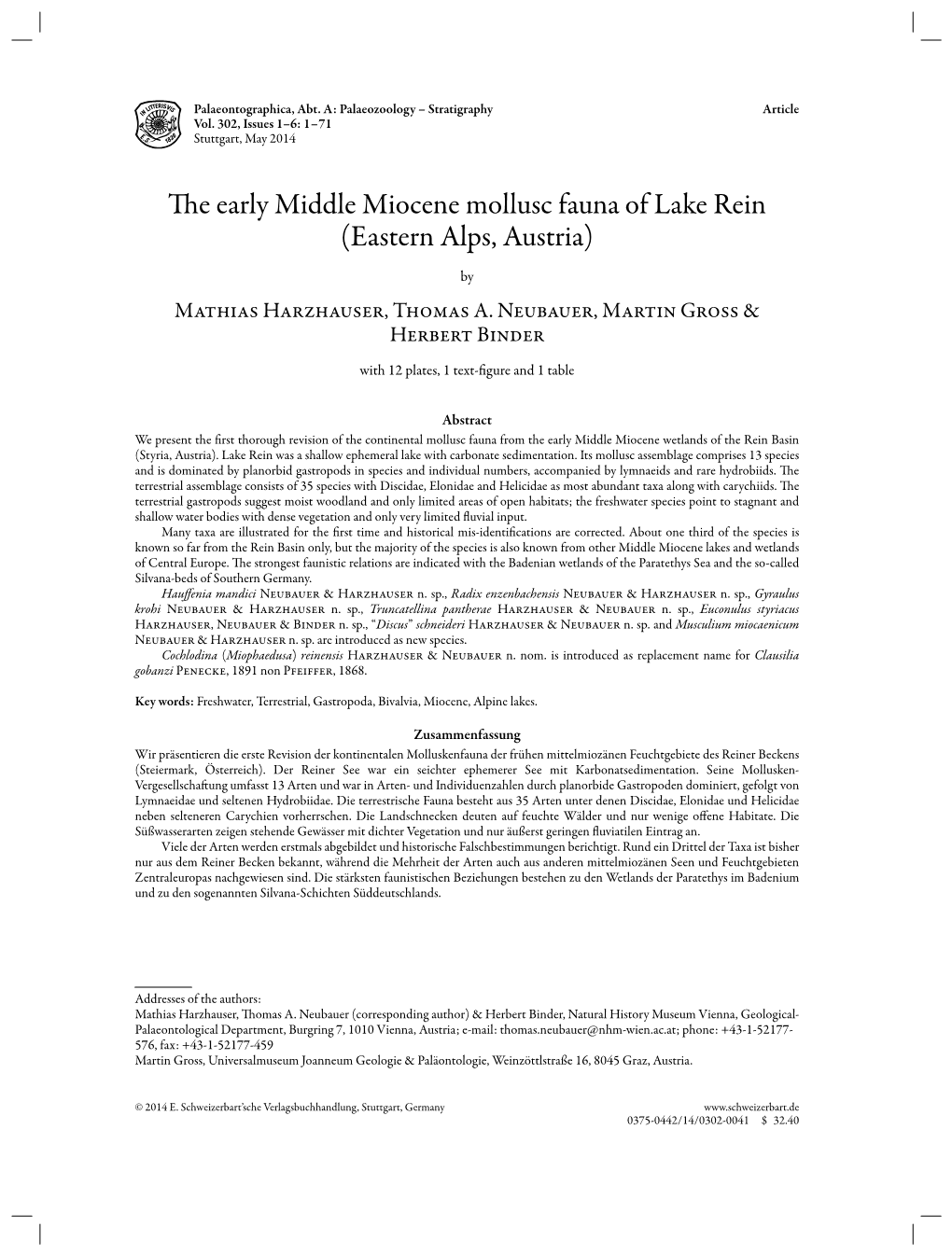 The Early Middle Miocene Mollusc